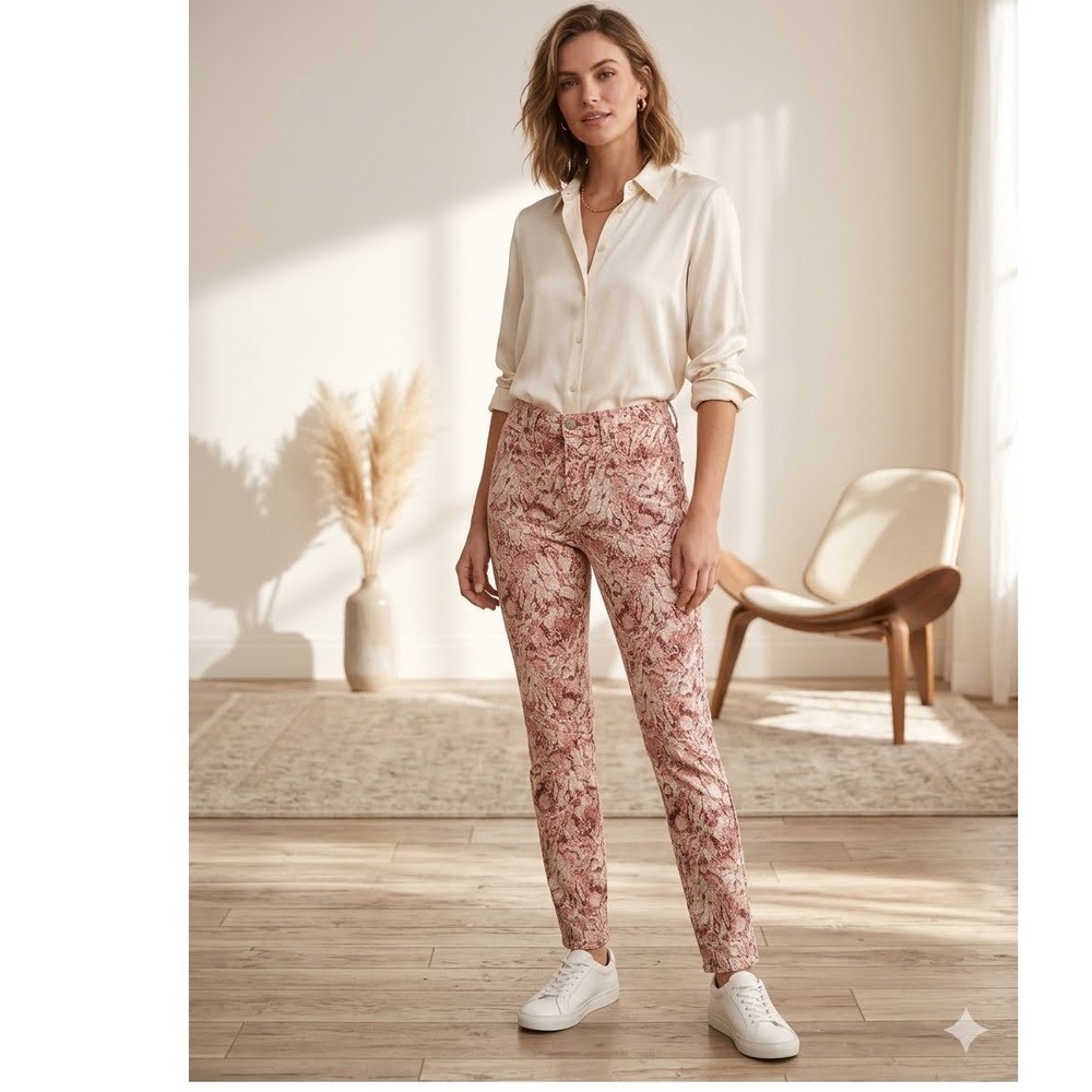 Jen7 by 7 For All Mankind Ankle Skinny Jeans Pink Snakeskin Print Size 28